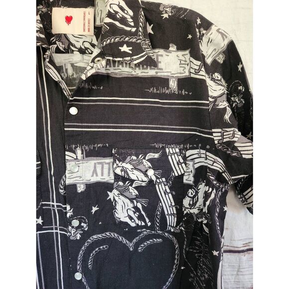 Emotionally Unavailable Rodeo Bandana Pearl Snap Front Shirt Size Large - Picture 3 of 5